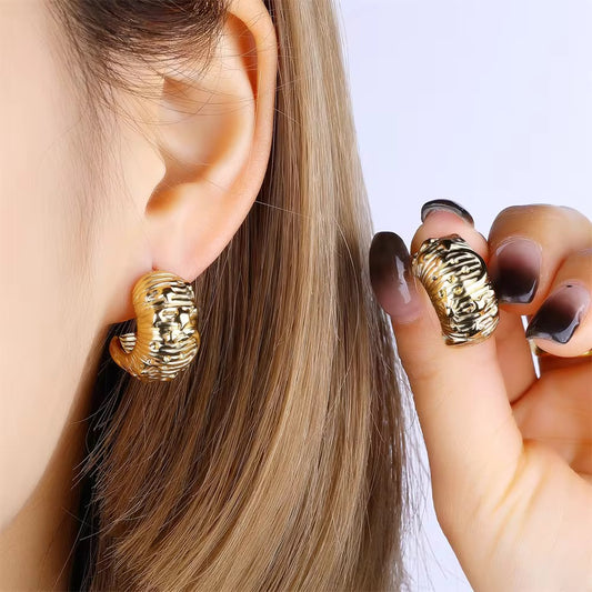 Molten Gold Textured Huggies | 18K Gold Plated | Anti-Tarnish