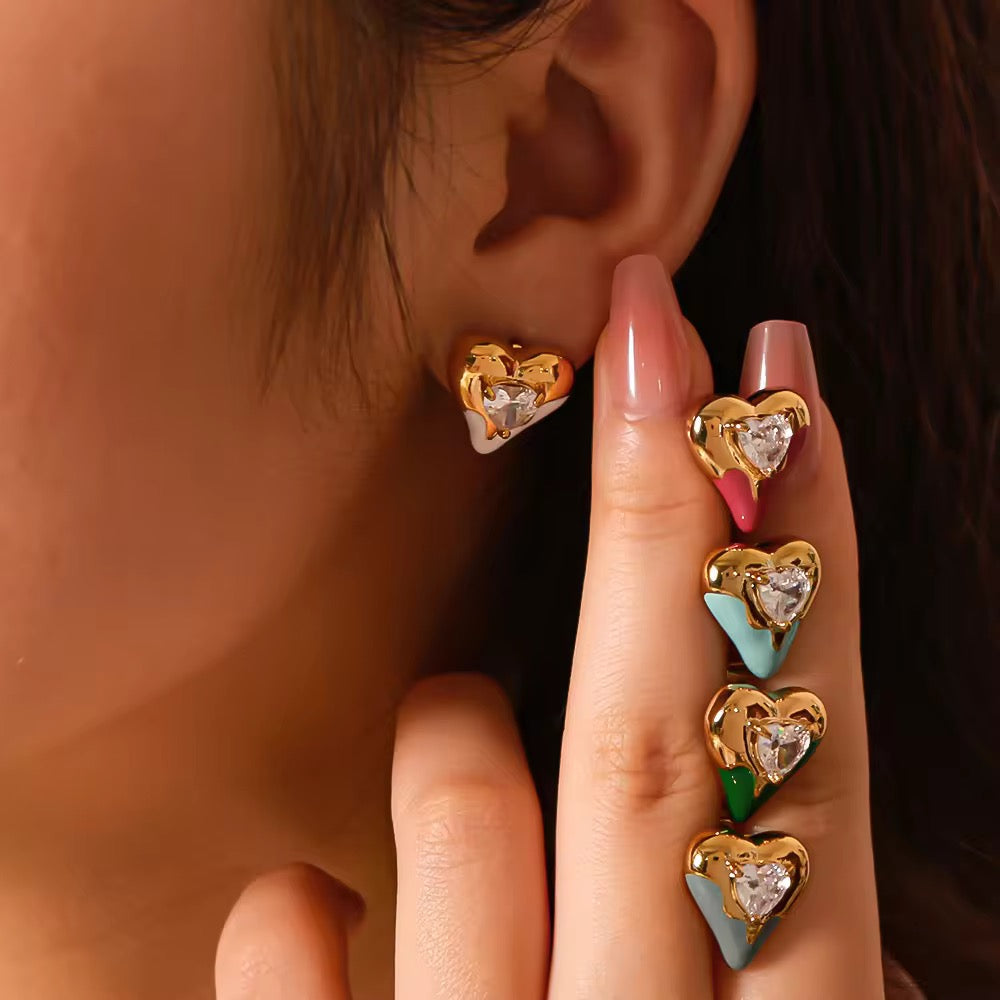 18 kt Gold Plated - Sweetheart Glow Studs