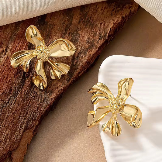 18 KT Gold Plated Bold Bloom Statement Earrings