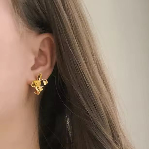 18 KT Gold Plated Bold Bloom Statement Earrings