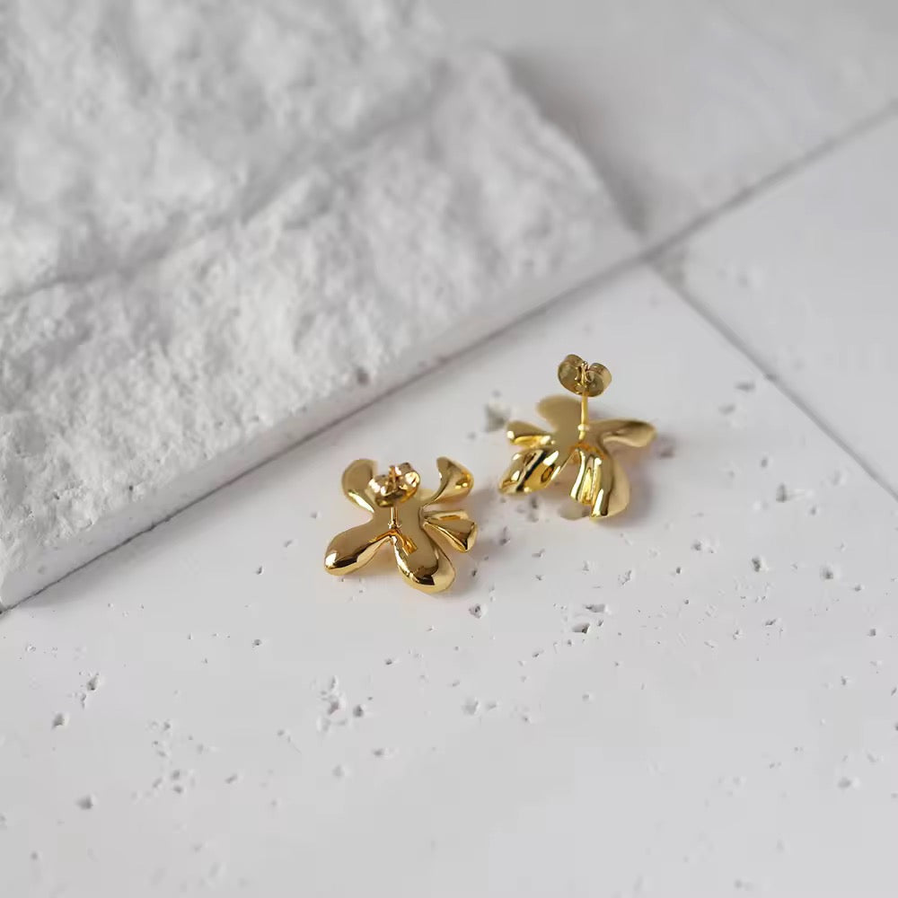 18 KT Gold Plated Bold Bloom Statement Earrings
