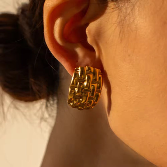 18 kt Gold Plated Woven Luxe Hoops