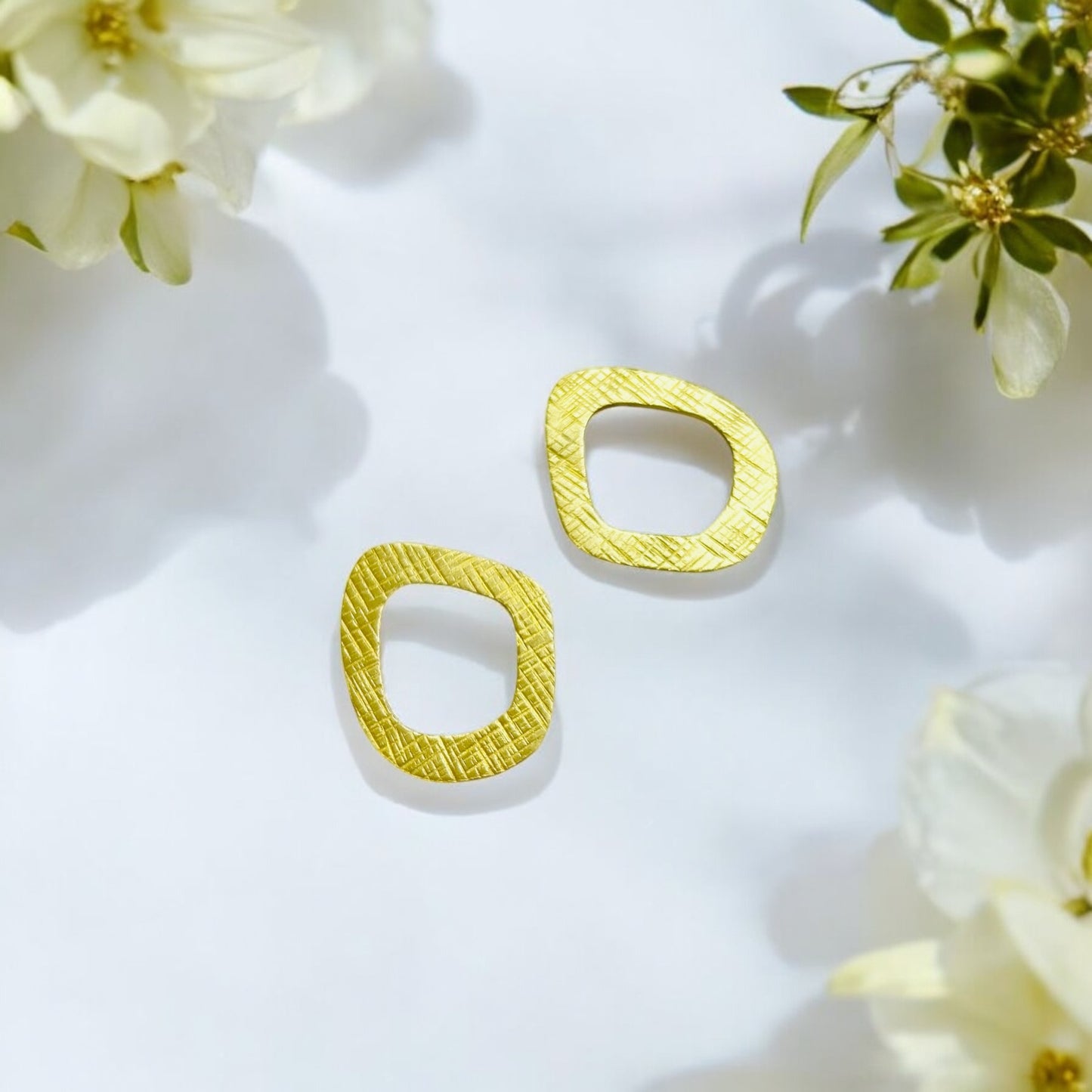 Textured Organic Brass Earrings