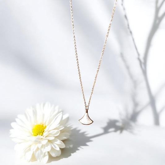 Delicate Rose Gold Fan Pendant Necklace (Anti-Tarnish)
