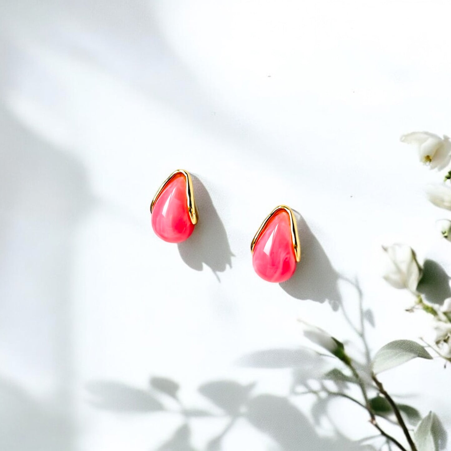 Rose Teardrop Stud Earrings