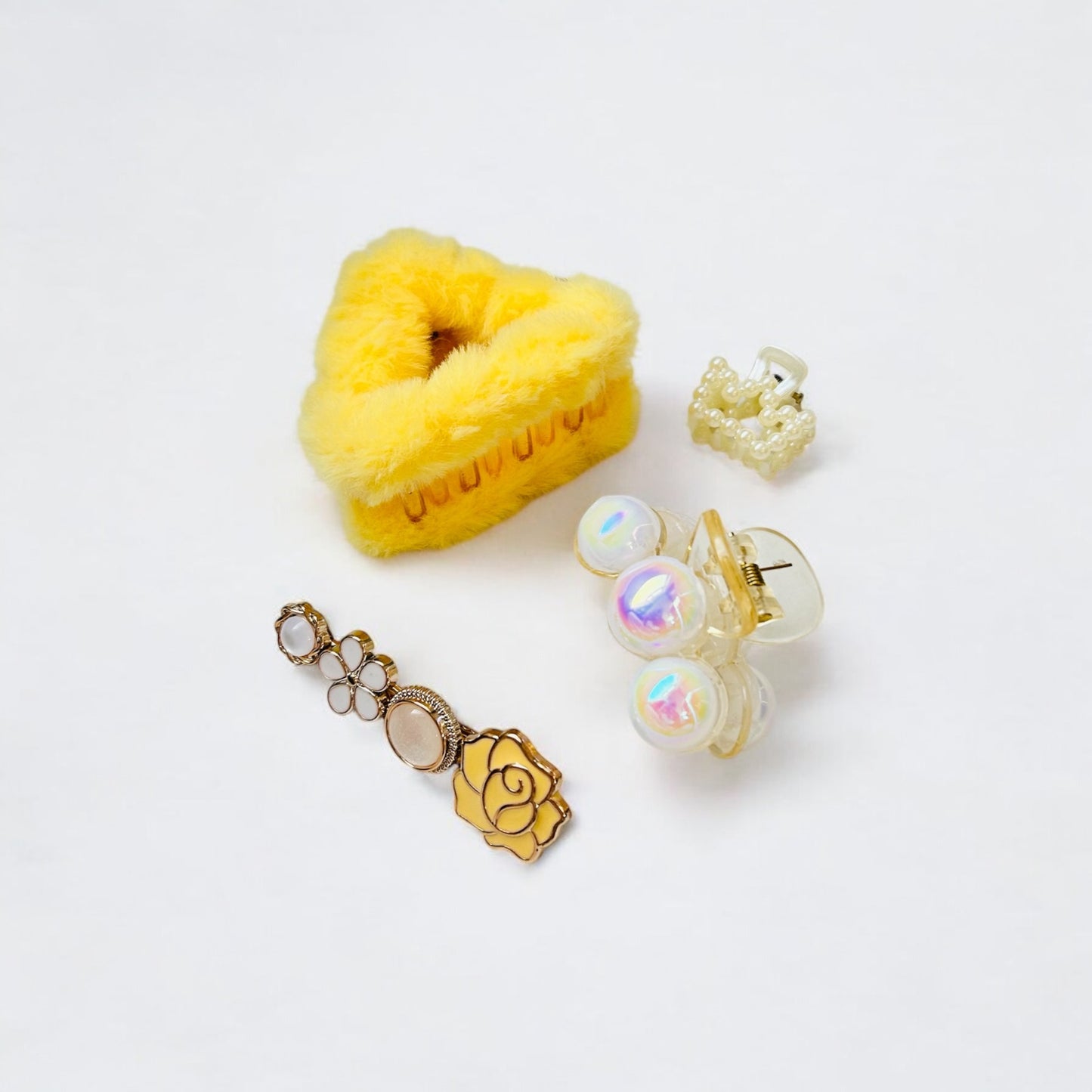 Vibrant Pastel Yellow Hair Accessories Set of 4by White & Pastels – Buy Online