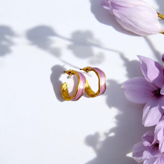 Minimalist Pastel Purple Hoop Earrings