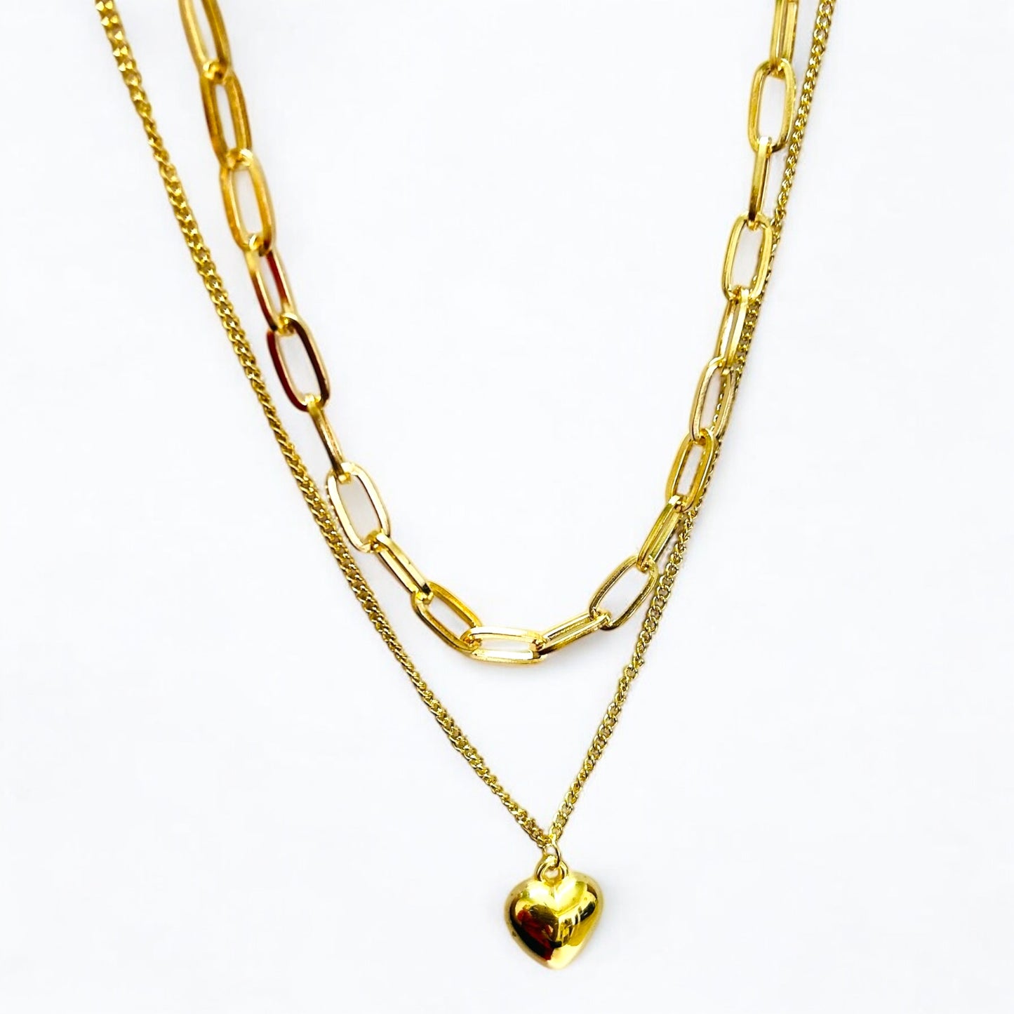 Double Layered Heart Pendant Necklace