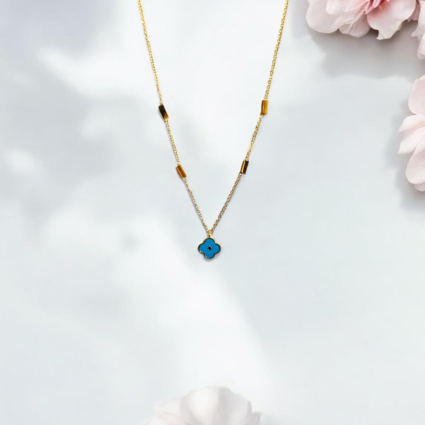 Azure Bloom Gold Necklace