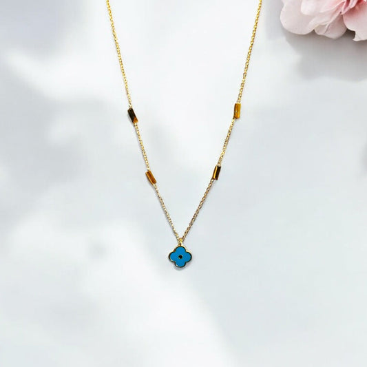Azure Bloom Gold Necklace