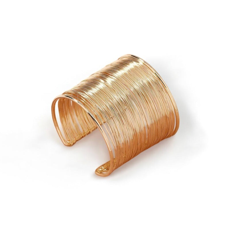 Gold Plated Multi-Strand Cuff Bracelet - Boho Chic Statement Jewelry