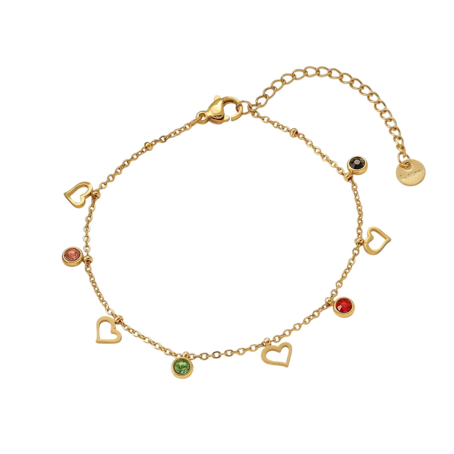 Rainbow Hearts Cartier-Inspired Charm Bracelet