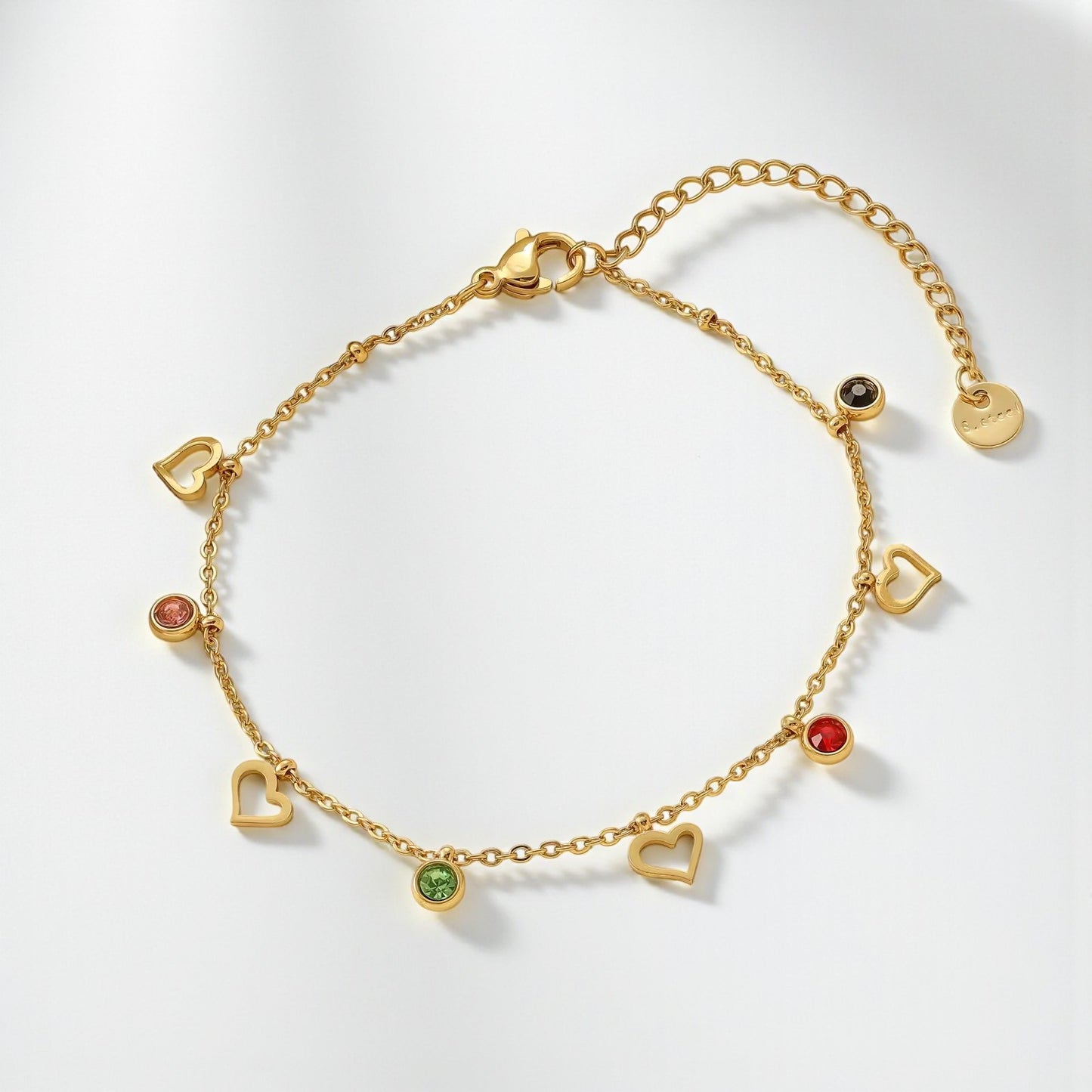 Rainbow Hearts Cartier-Inspired Charm Bracelet