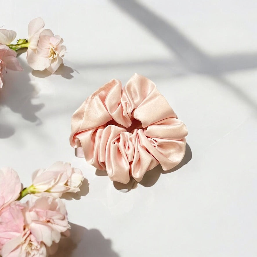 Luxury Satin Pastel Pink Hair Scrunchies