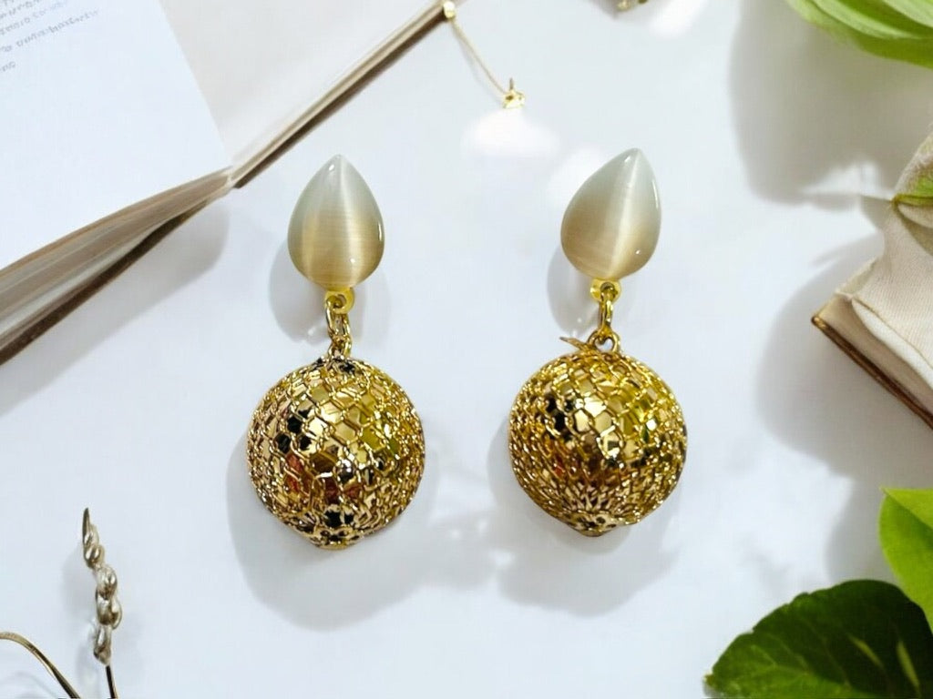 Ethereal Pearl & Gold-Toned Drop Earrings