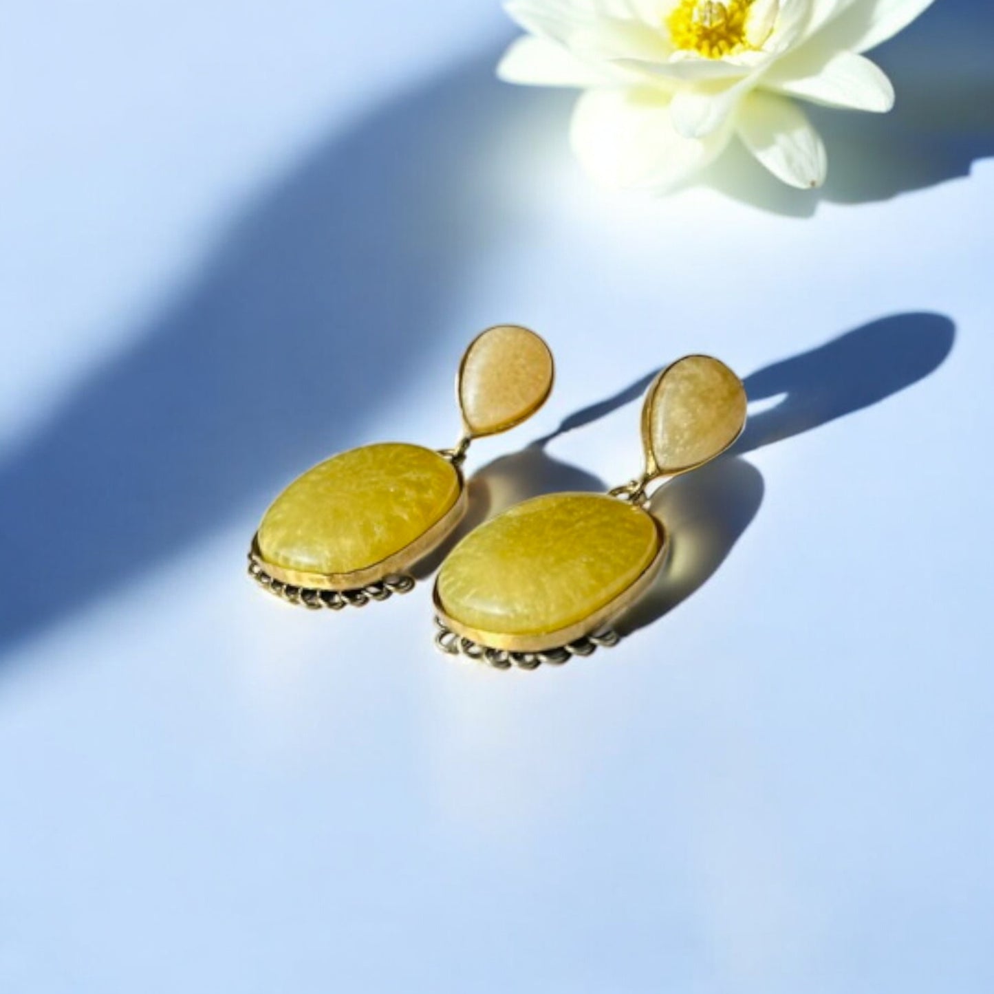 Sunlit Elegance Brass Earrings - A splash of golden sunshine
