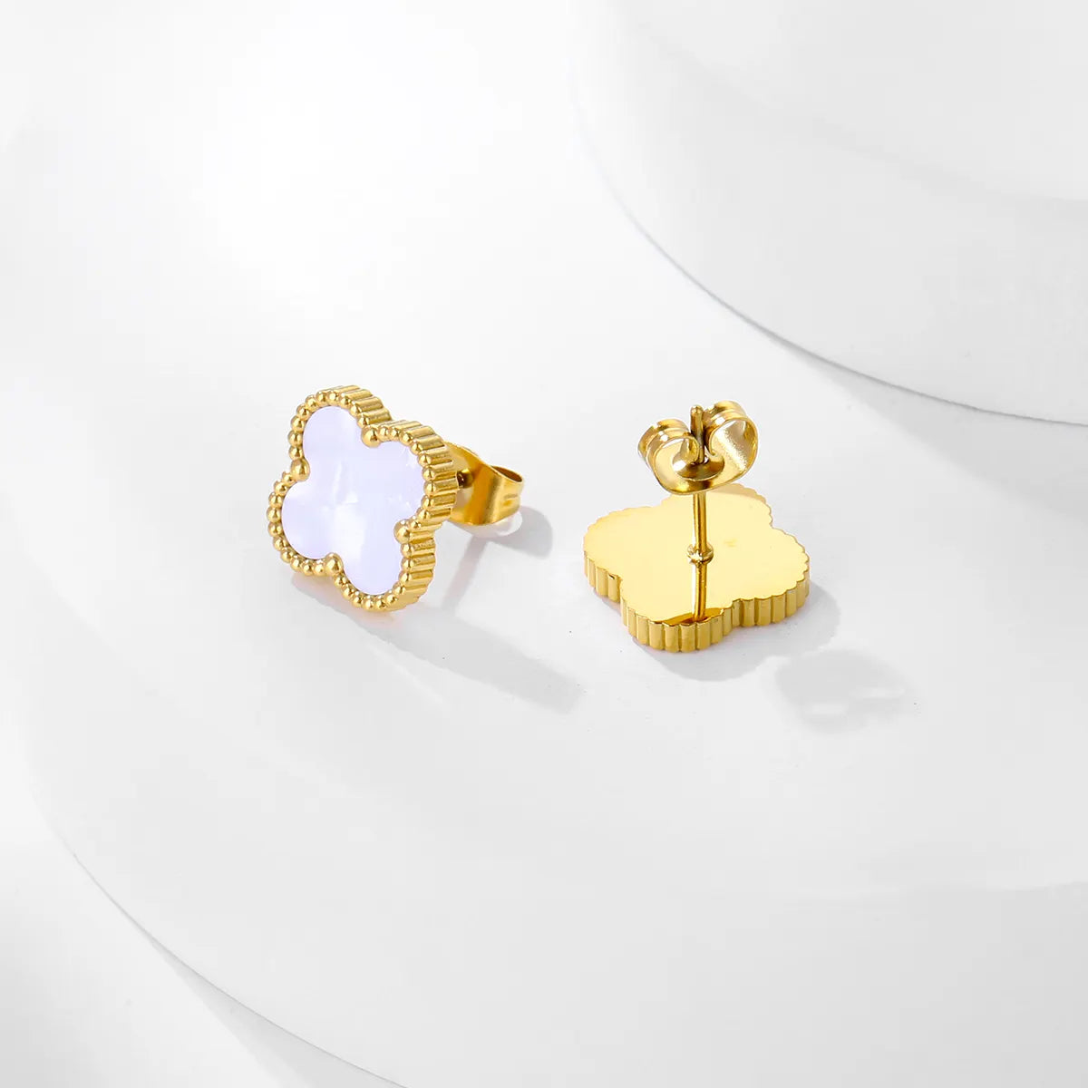 White & Pastels Pristine Clover Anti-Tarnish Studs