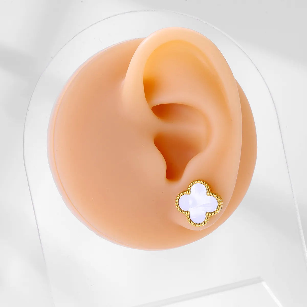 White & Pastels Pristine Clover Anti-Tarnish Studs