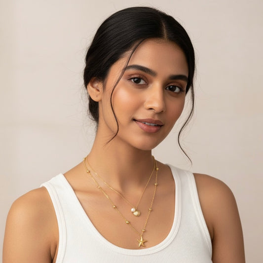 Two-Layered Ocean Charm Necklace