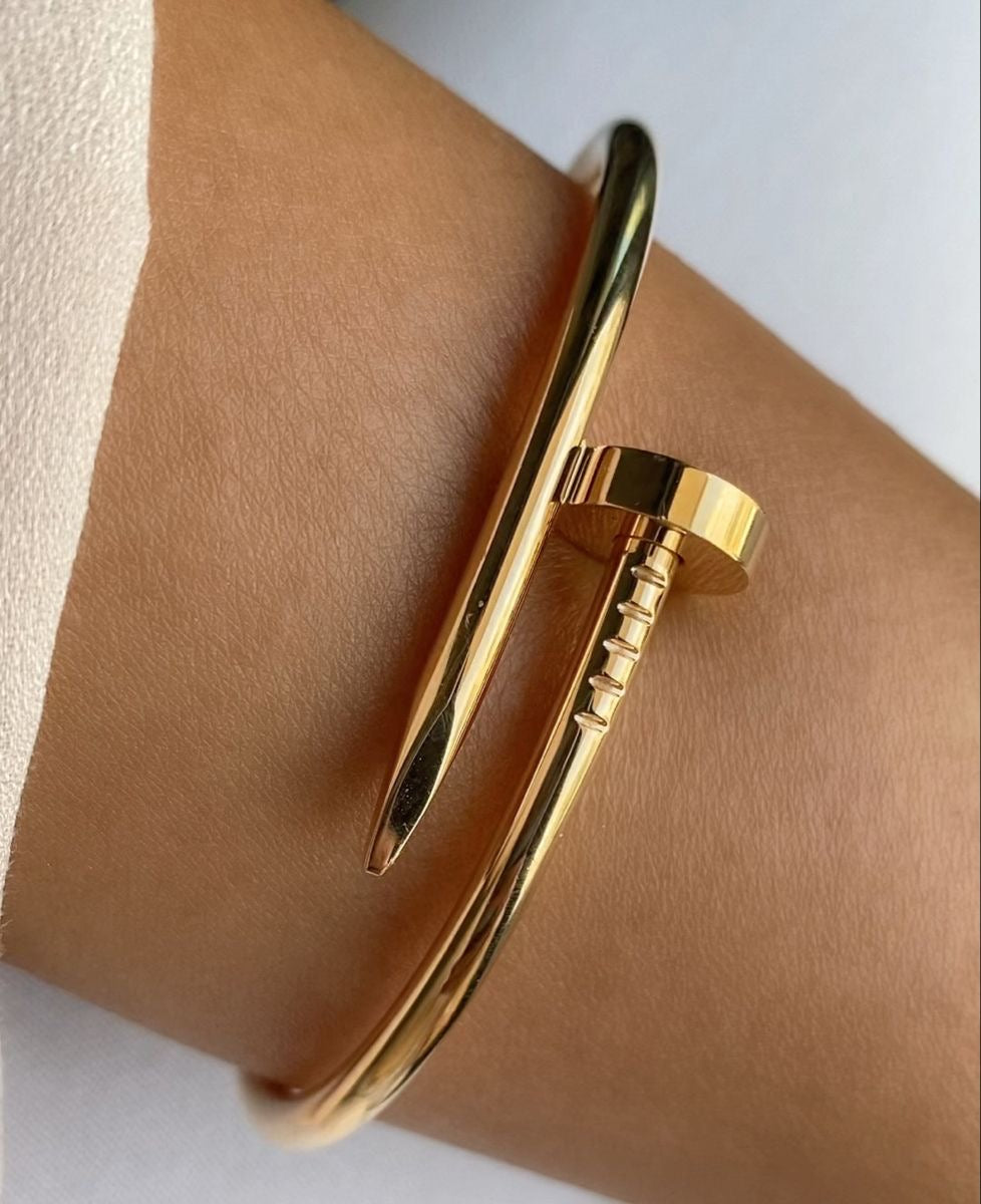 18K Gold-Plated Nail Bangle – Waterproof & Tarnish-Free