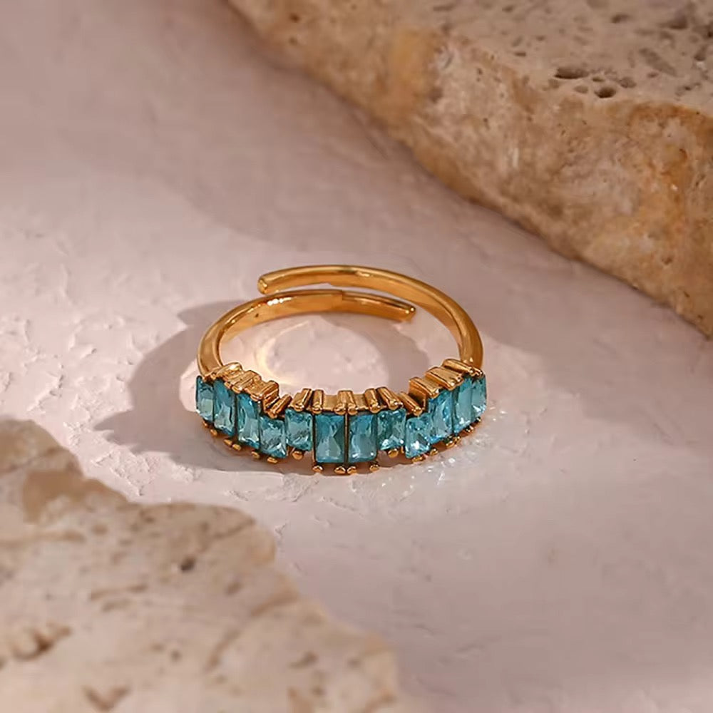 Adjustable Blue Topaz Eternity Ring – March - December Birthstone Ring