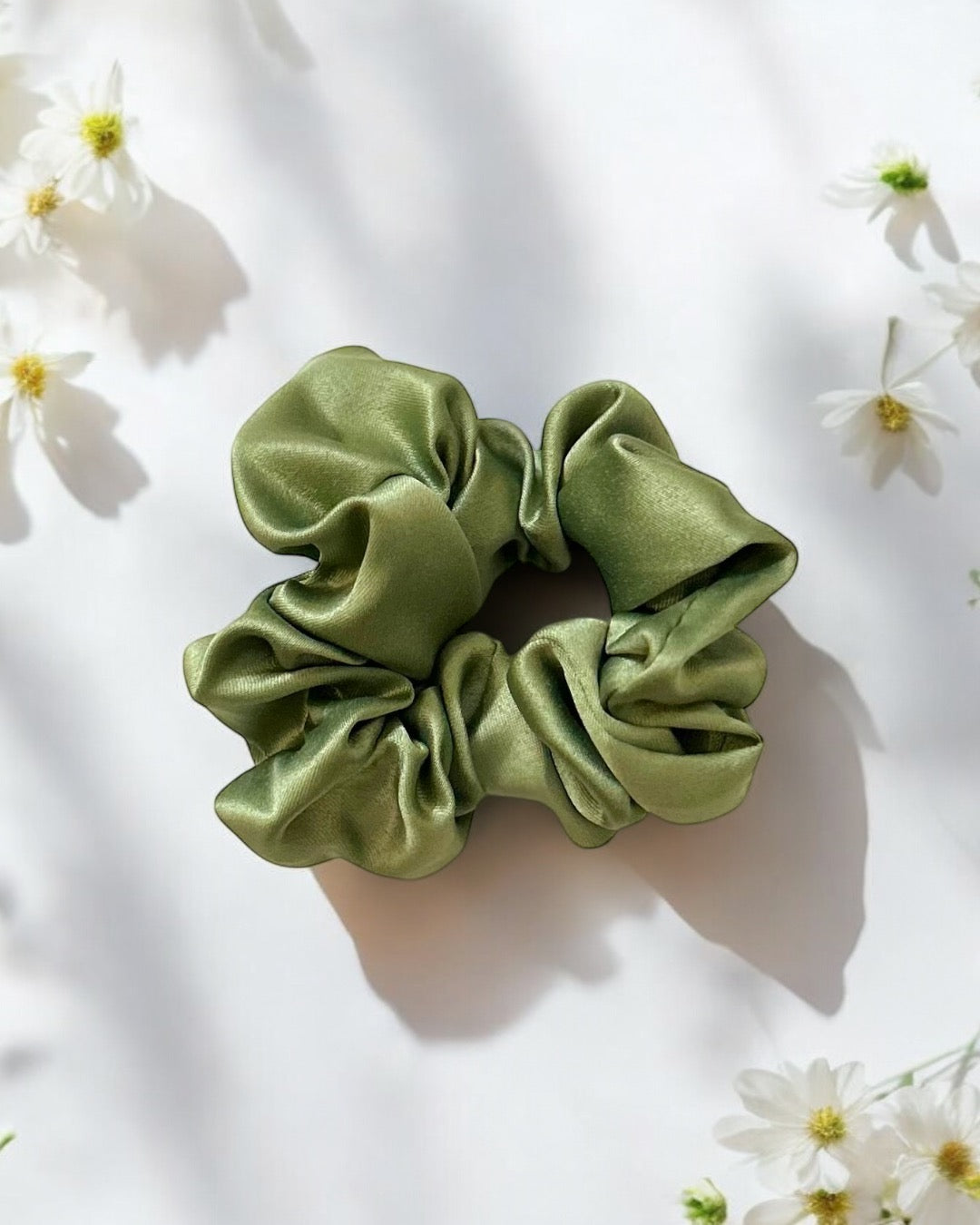 Luxury Satin Green Hair Scrunchies