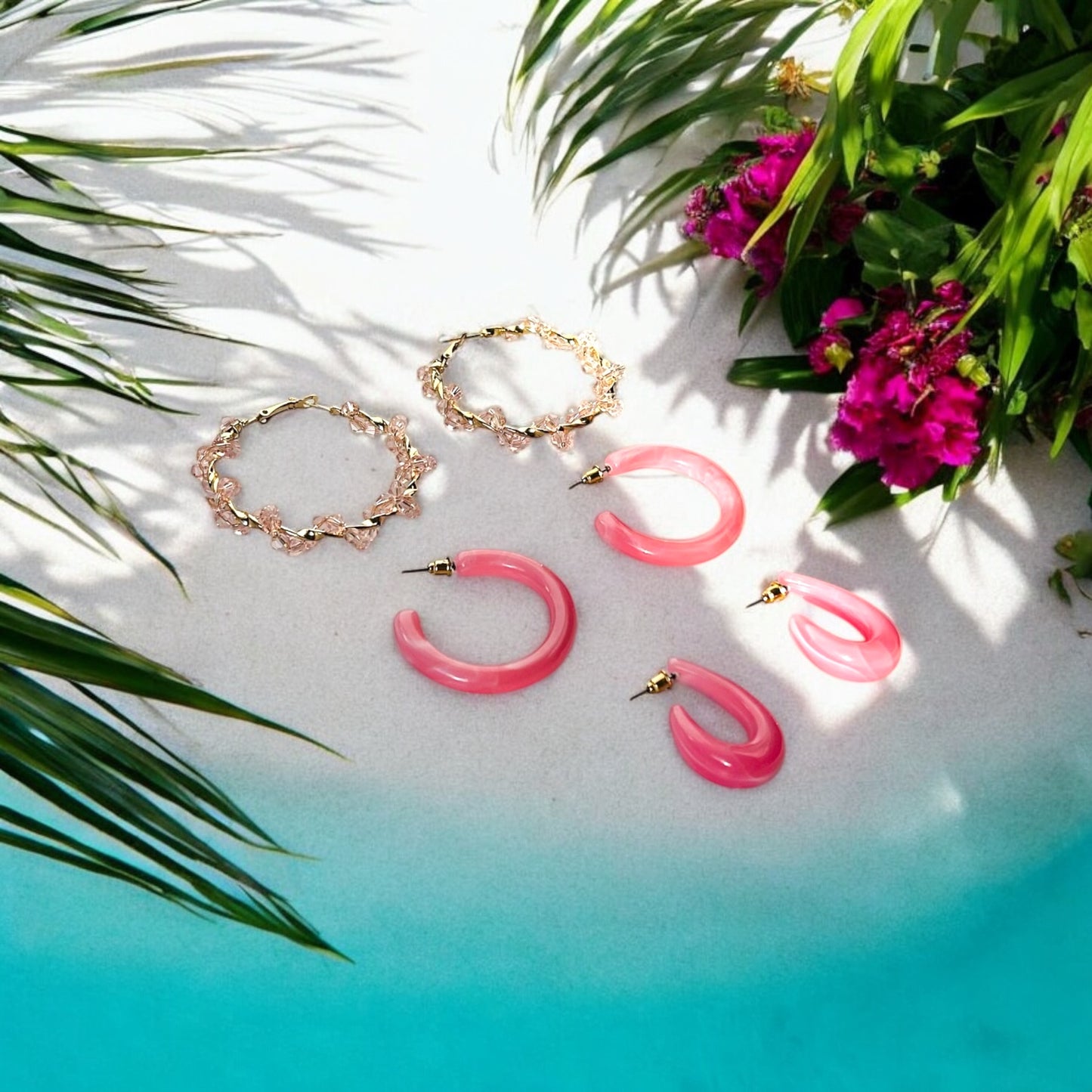 Be Your Own Candy Crush - Pastel Pink Statement Earrings Set of 3
