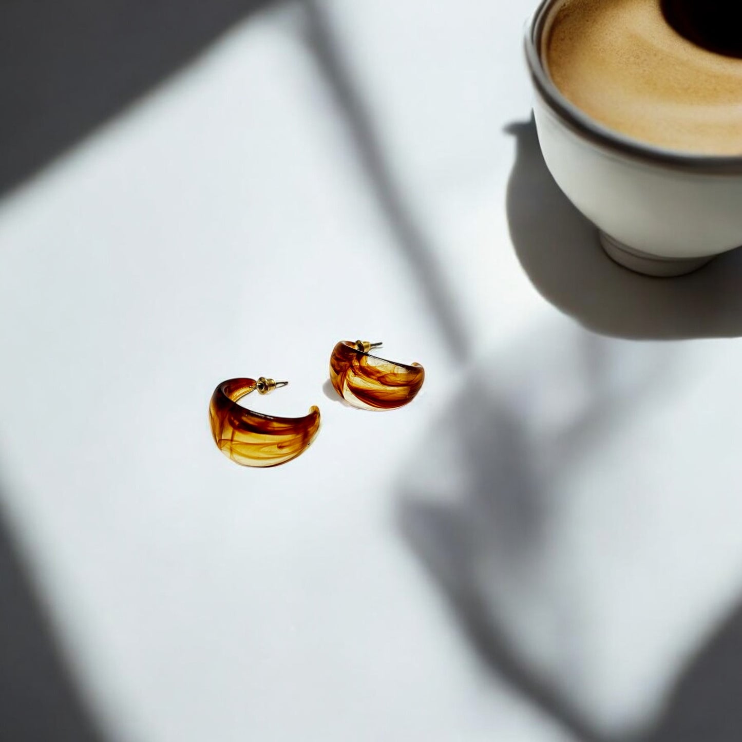 Glossy Brown Swirl Hoop Trendy Earrings