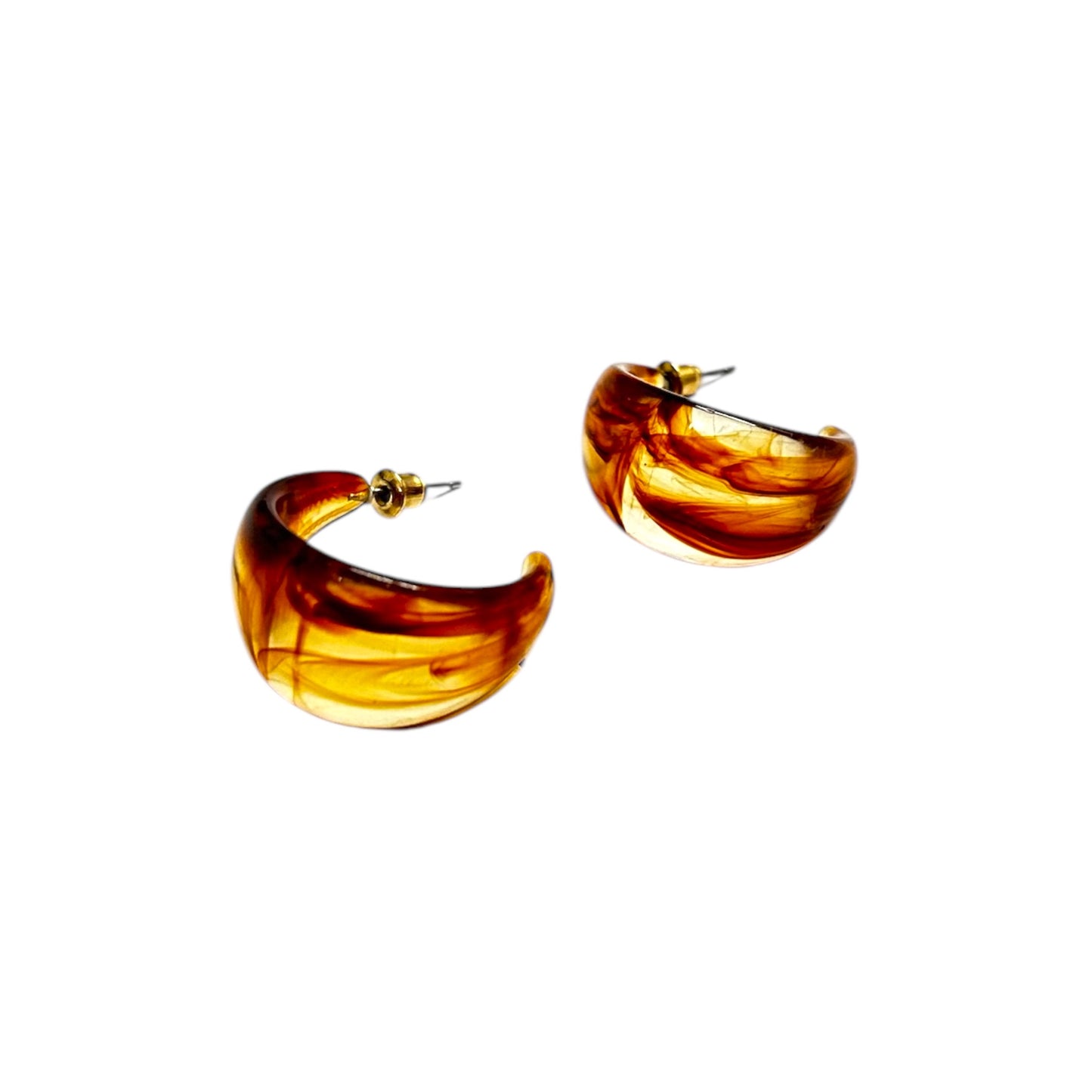 Glossy Brown Swirl Hoop Trendy Earrings