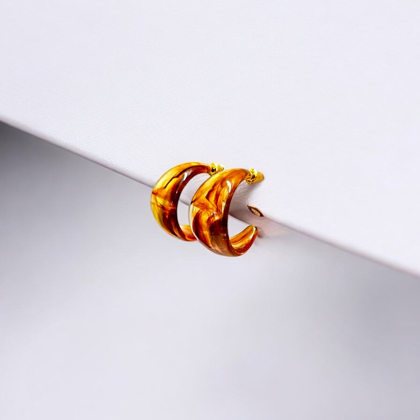 Glossy Brown Swirl Hoop Trendy Earrings