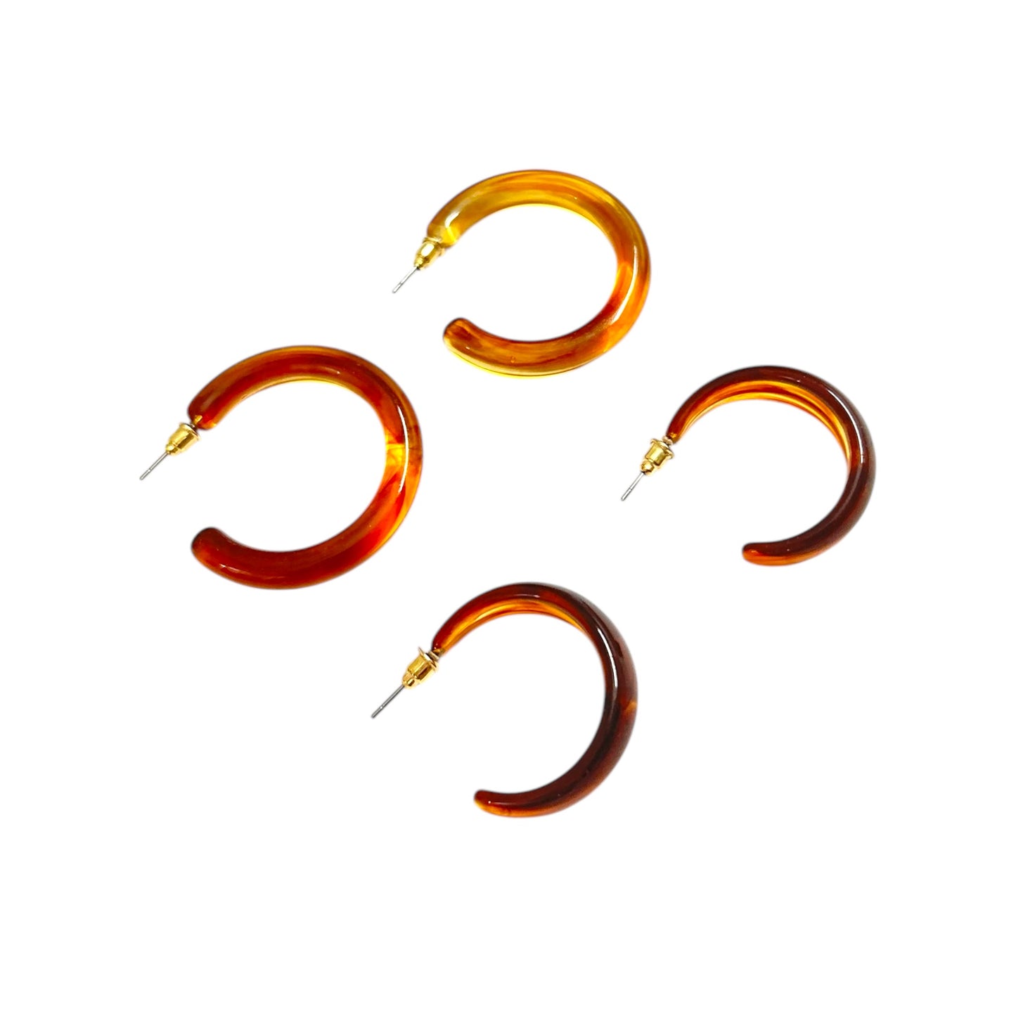 Glossy Brown Hoop Earring Set