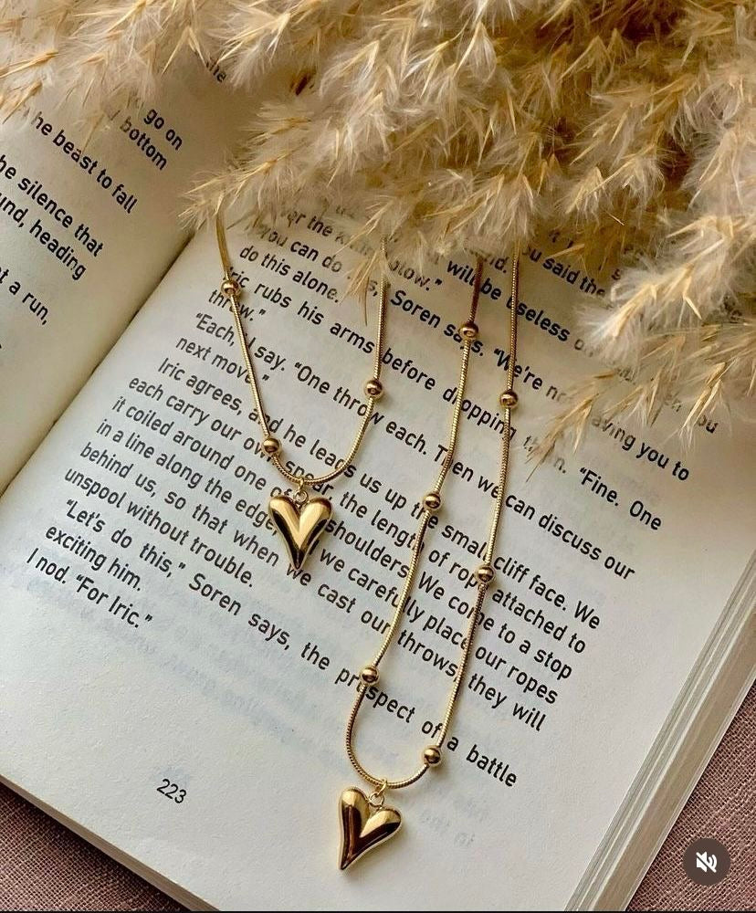 Golden Heart Whisper: Anti-Tarnish Dorica Chain Necklace - Express Your Love