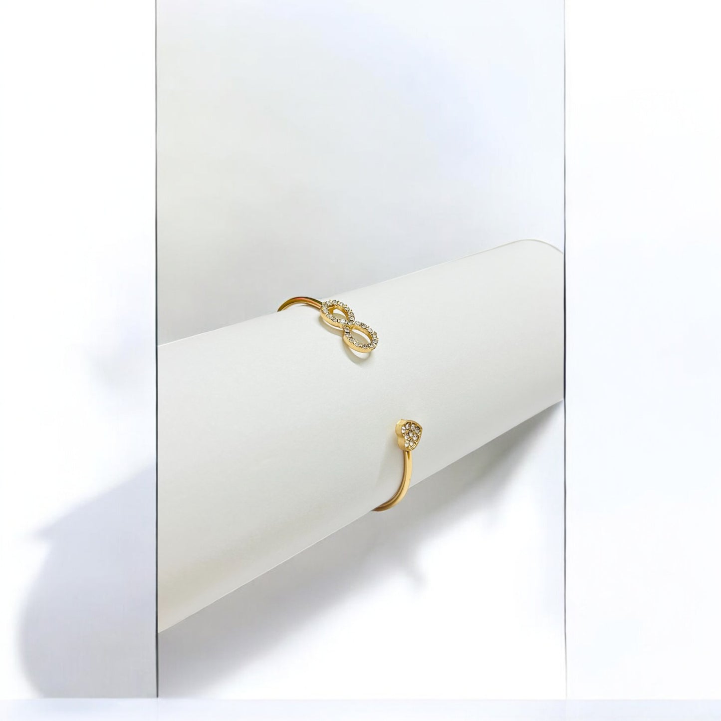 Endless Love Bracelet: Gold and White Stone Adjustable