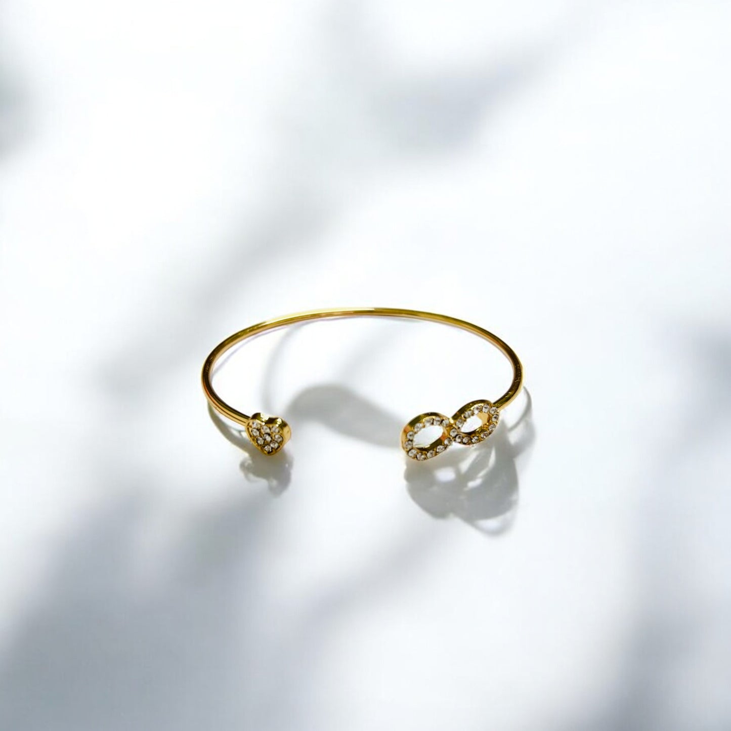 Endless Love Bracelet: Gold and White Stone Adjustable