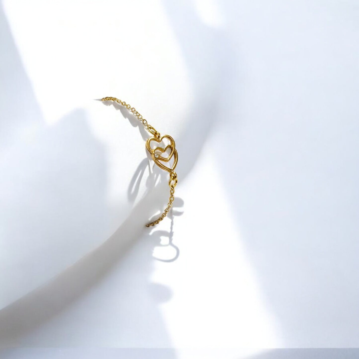 Romantic Double Heart Chain Bracelet for Women