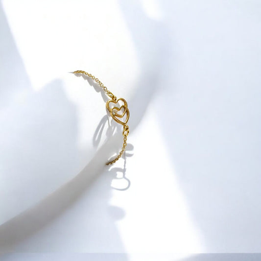 Romantic Double Heart Chain Bracelet for Women