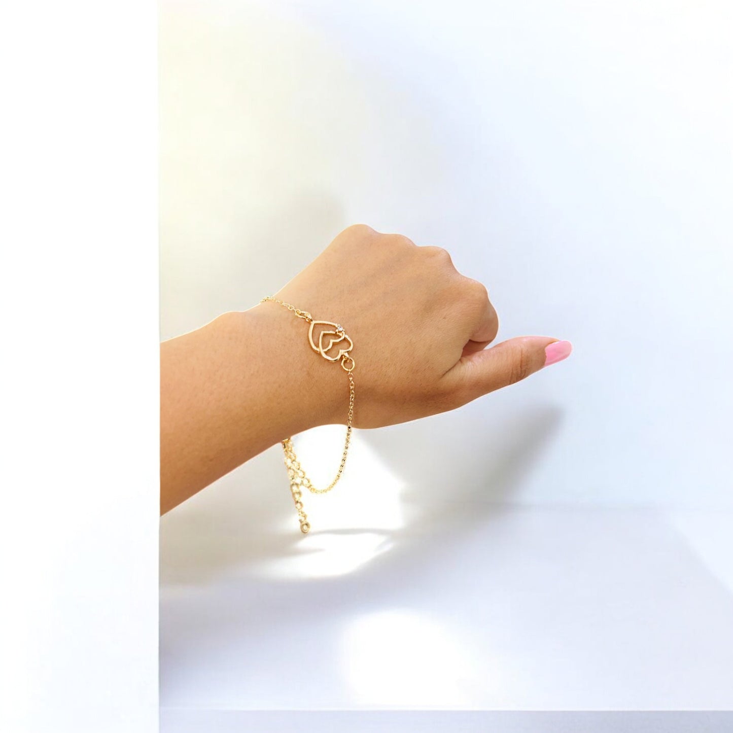 Romantic Double Heart Chain Bracelet for Women