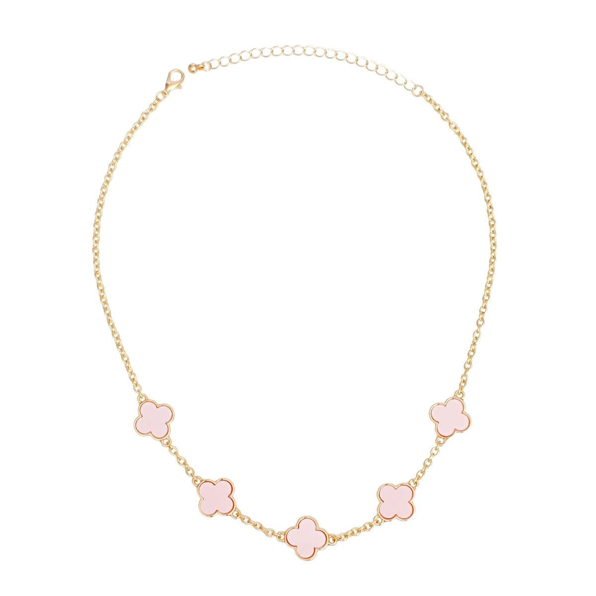 Luxurious Van Cleef -Inspired Alhambra - pink mother-of-pearls Pendants Necklace