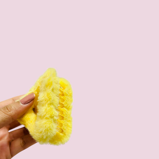 Fluffy Pastel yellow Claw Clip