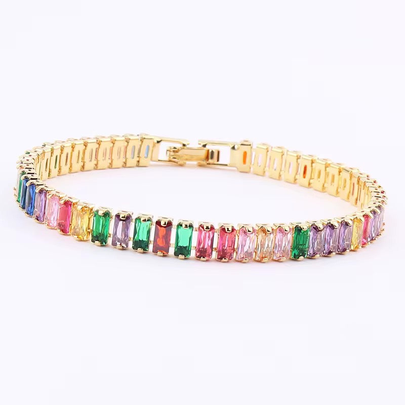 Rainbow Baguette Cartier-Inspired Bracelet