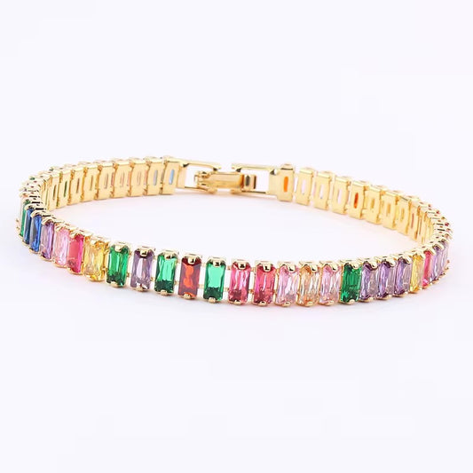 Rainbow Baguette Cartier-Inspired Bracelet