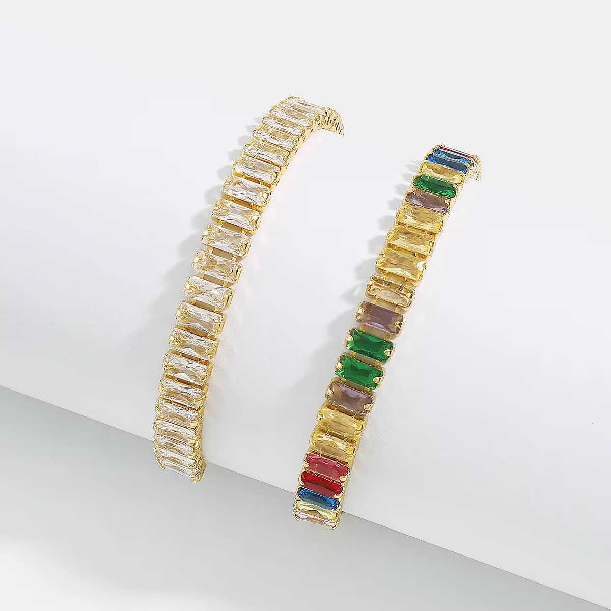 Rainbow Baguette Cartier-Inspired Bracelet
