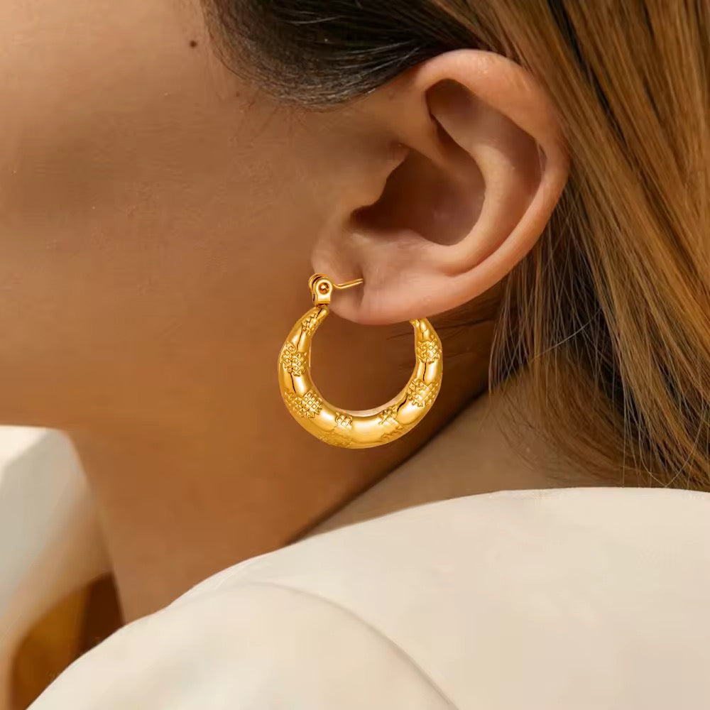 Textured Vintage-Inspired Gold Hoop Earrings