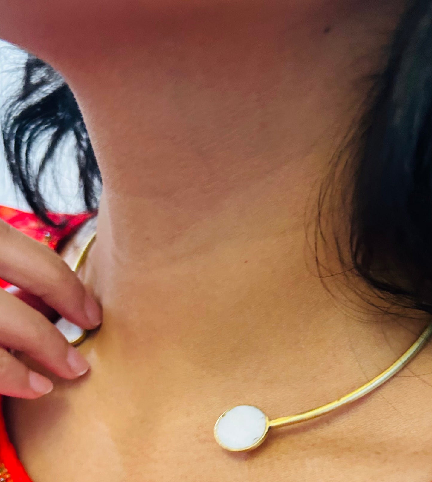 white & pastels anti tarnish trendy brass necklace