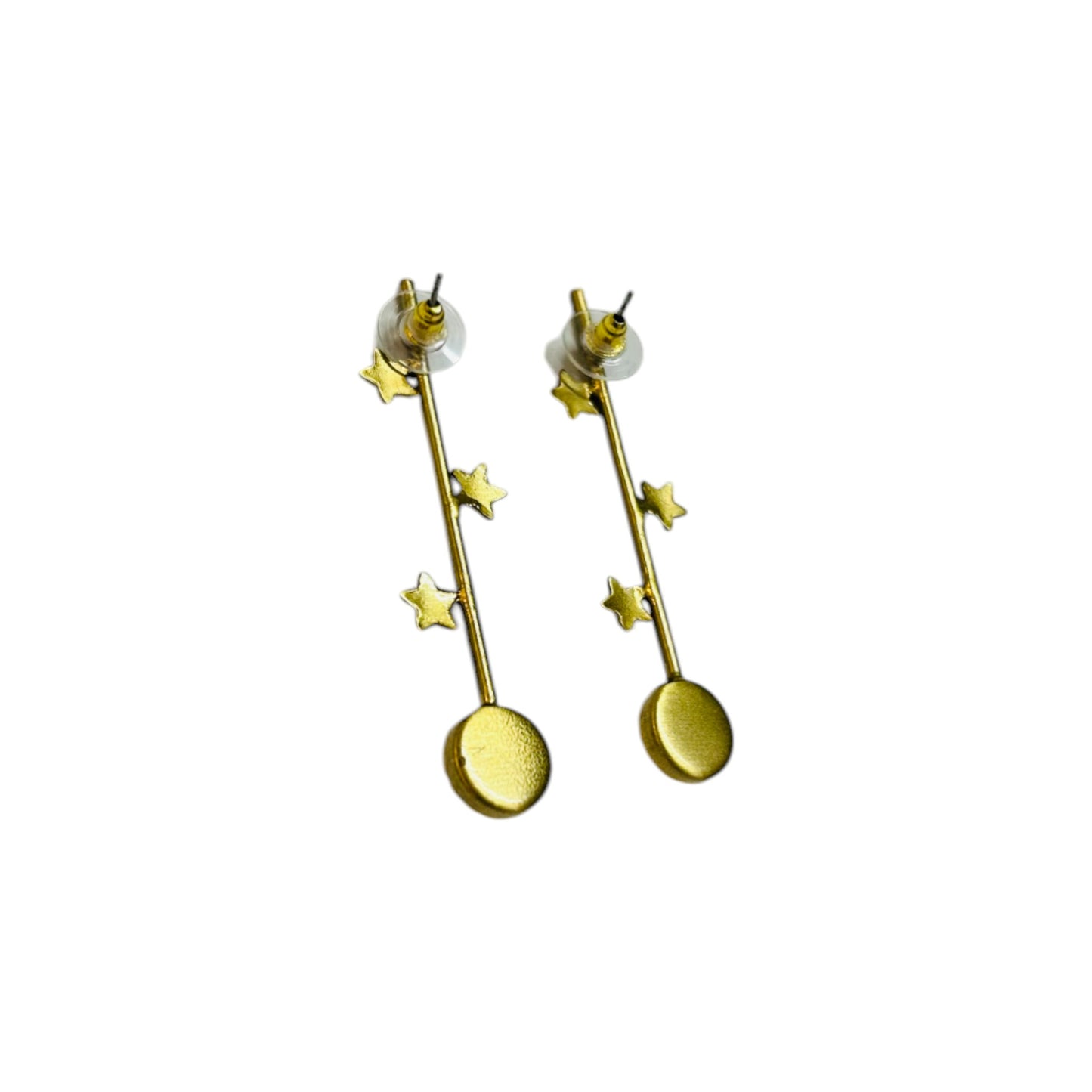 Modern Brass Star and Stone Dangle Earrings