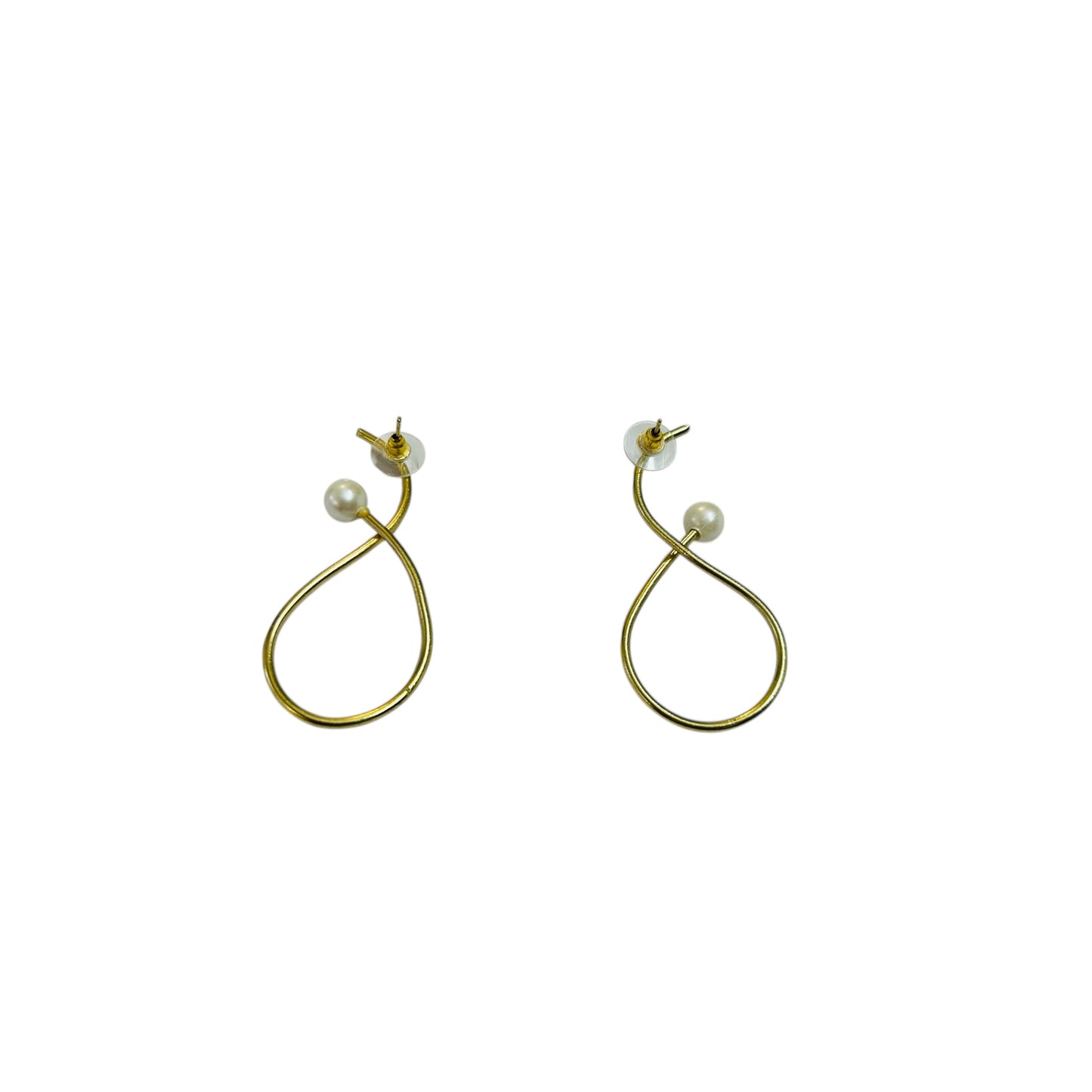 Pearl and Brass Minimalist Earrings