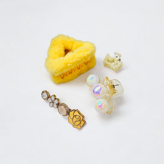 Vibrant Pastel Yellow Hair Accessories Set of 4by White &amp; Pastels – Buy Online