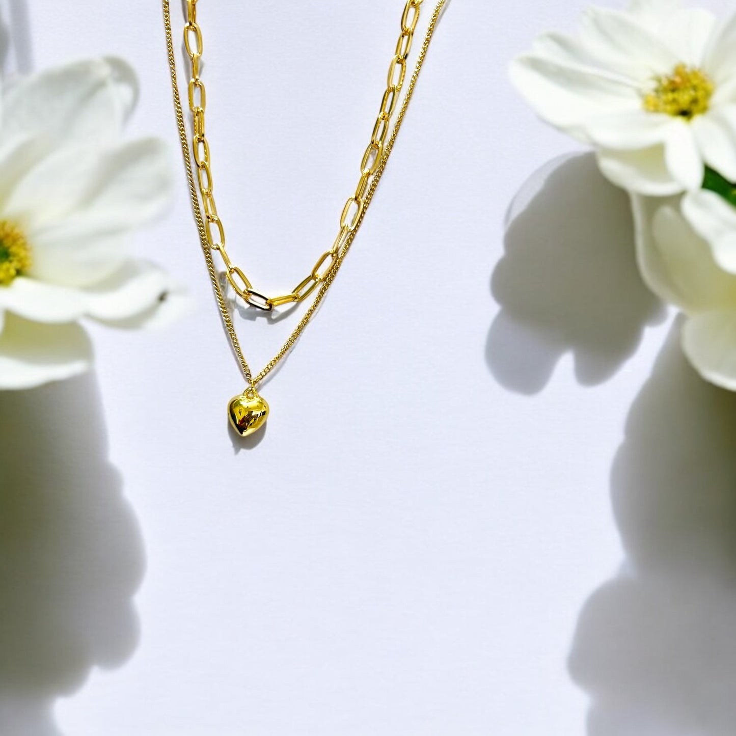 Double Layered Heart Pendant Necklace