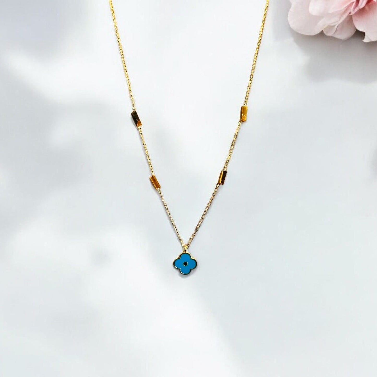Azure Bloom Gold Necklace