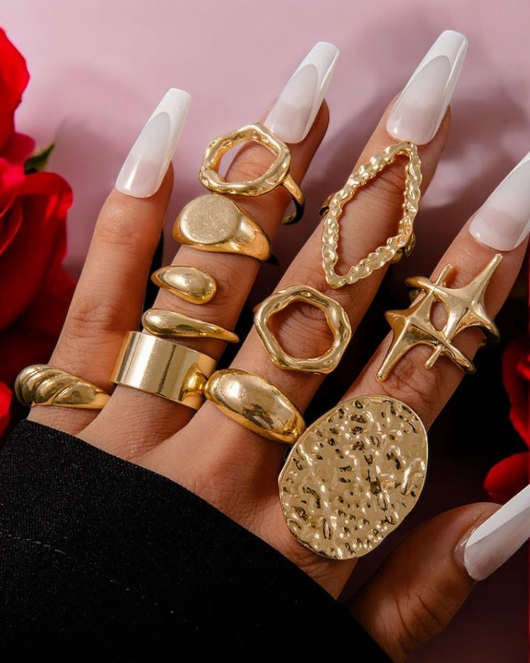 Gold Statement Ring Set - 10 Unique Designs